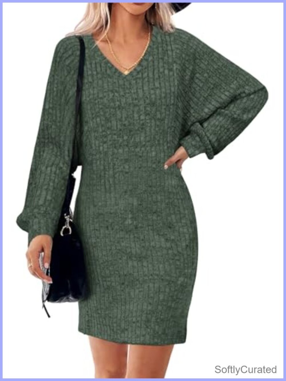 Womens Ribbed Knit Sweater Dress Long Sleeve Bodycon Midi Fall Winter